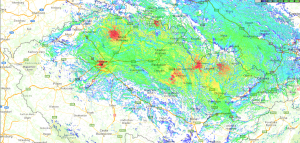 OK-DMR mapa pokrytí pro přenosné radiostanice - stav 2016/06